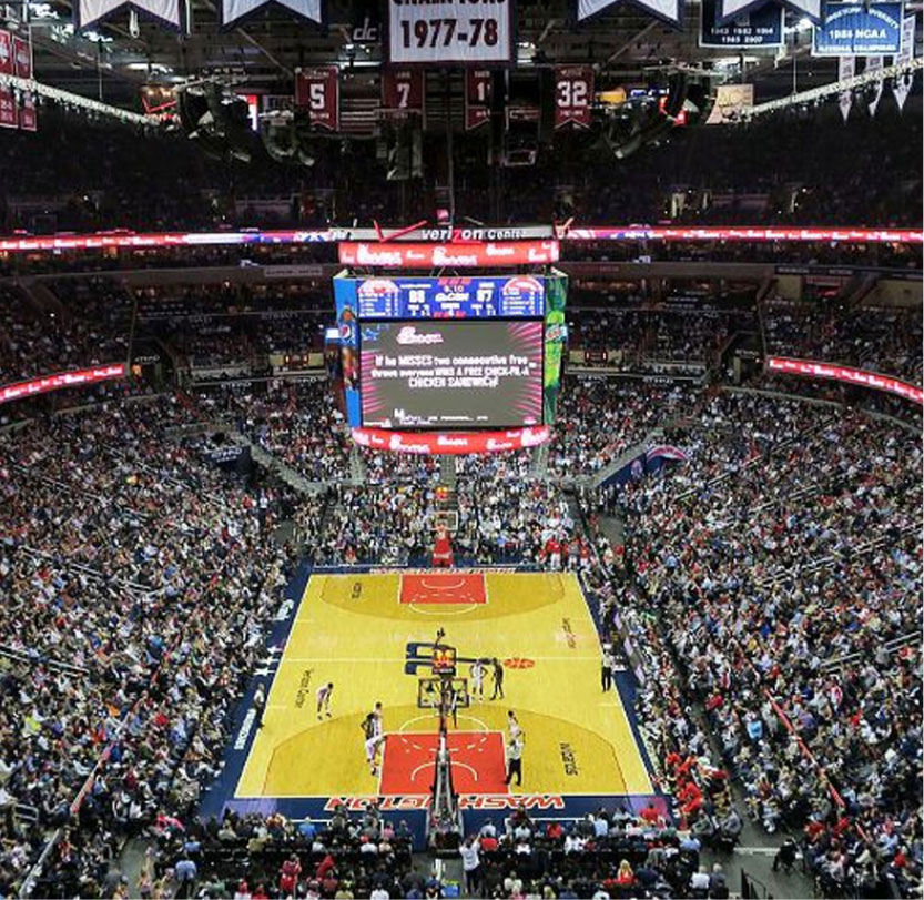 A full arena at a Washington Wizards game.